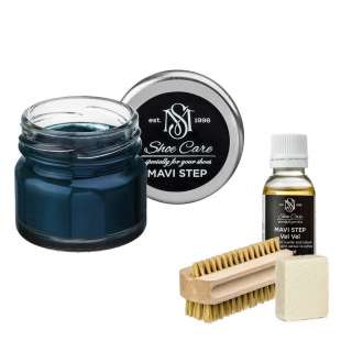 Набор для ухода за обувью из замши и нубука синий деним MAVI STEP Aurora Kit фото 106377