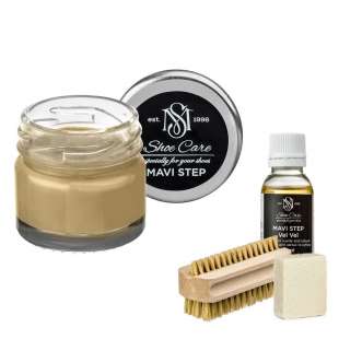 Набор для ухода за обувью из замши и нубука серо-бежевый MAVI STEP Aurora Kit фото 102514