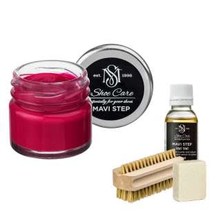 Набор для ухода за обувью из замши и нубука малиновый MAVI STEP Aurora Kit фото 106383