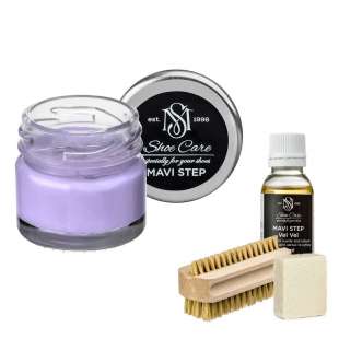 Набор для ухода за обувью из замши и нубука бледно-фиолетовый MAVI STEP Aurora Kit фото 106370