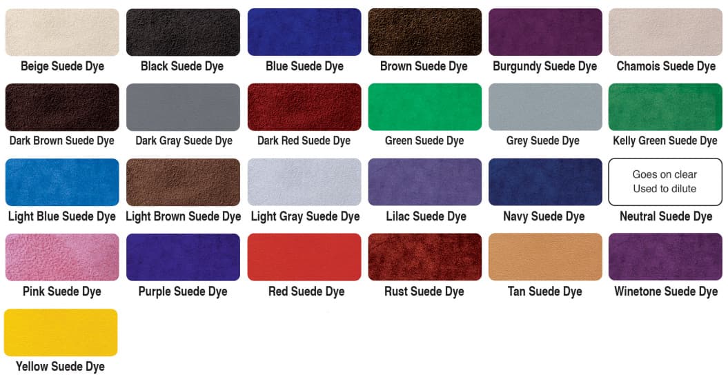Карта цветов краски для замши и нубука Angelus Suede Dye and Dressings